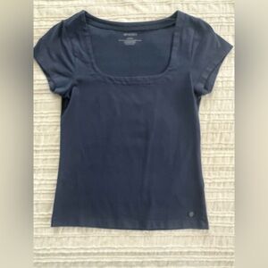 Roxy Navy Square-Neck Short Sleeve Top size Medium